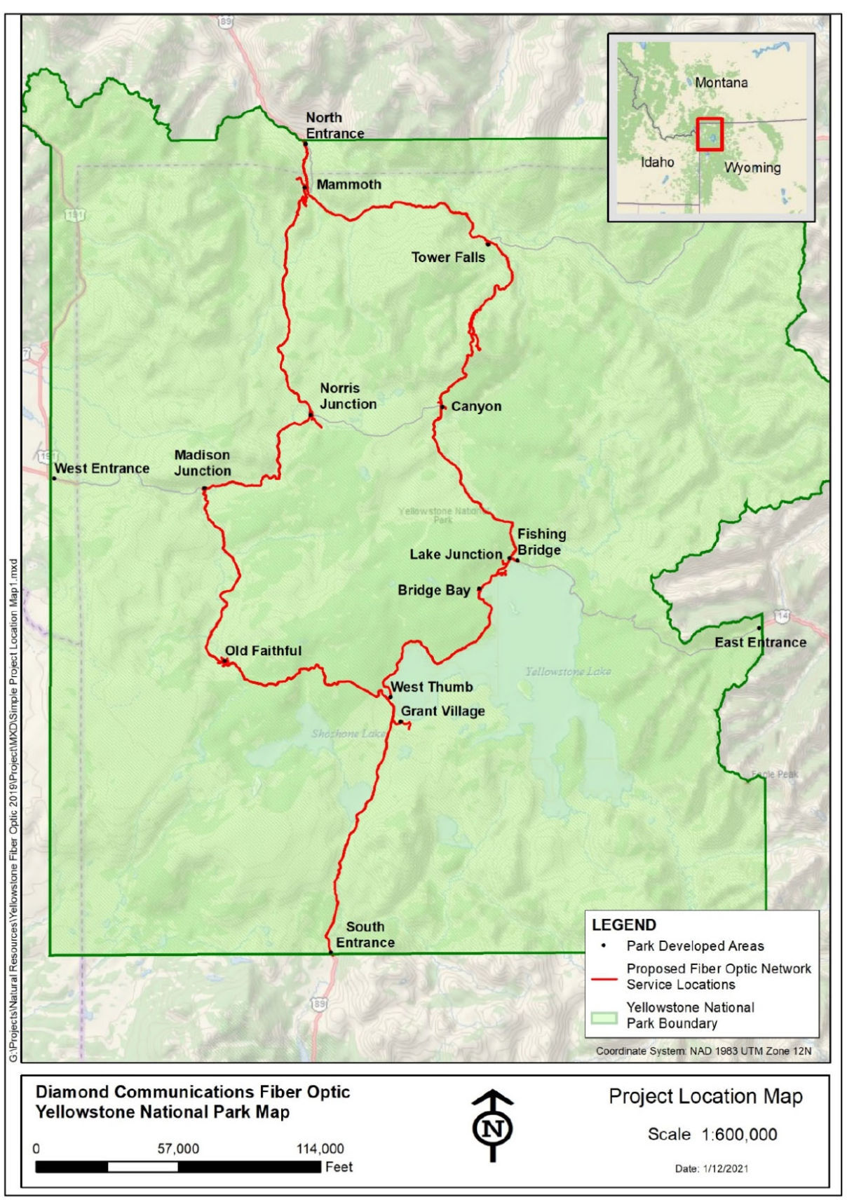 Yellowstone National Park proposed fiber optic network